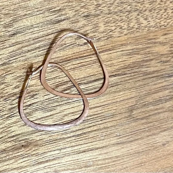 Rose Gold Triangle Hoops - Picture 2 of 3